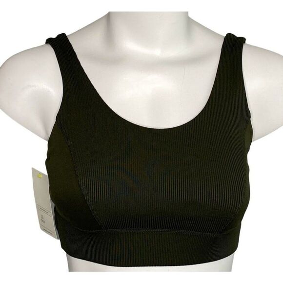 All In Motion Sports Bra Womens LARGE Dark Green Very Soft Removable-Cup NEW - Picture 1 of 12